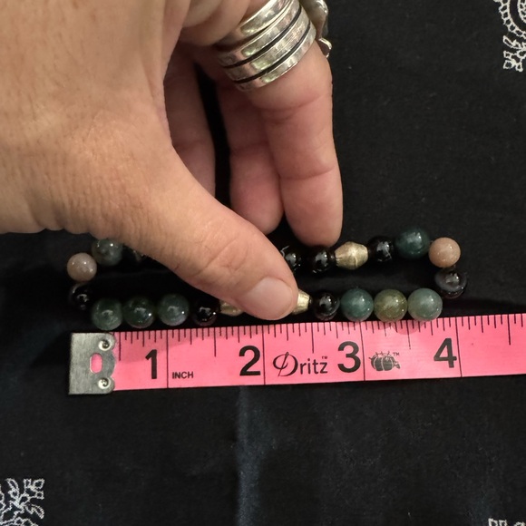 JUNGLE HIPPIE BRACELET - olive jade, snowflake obsidian, black onyx - Picture 9 of 9